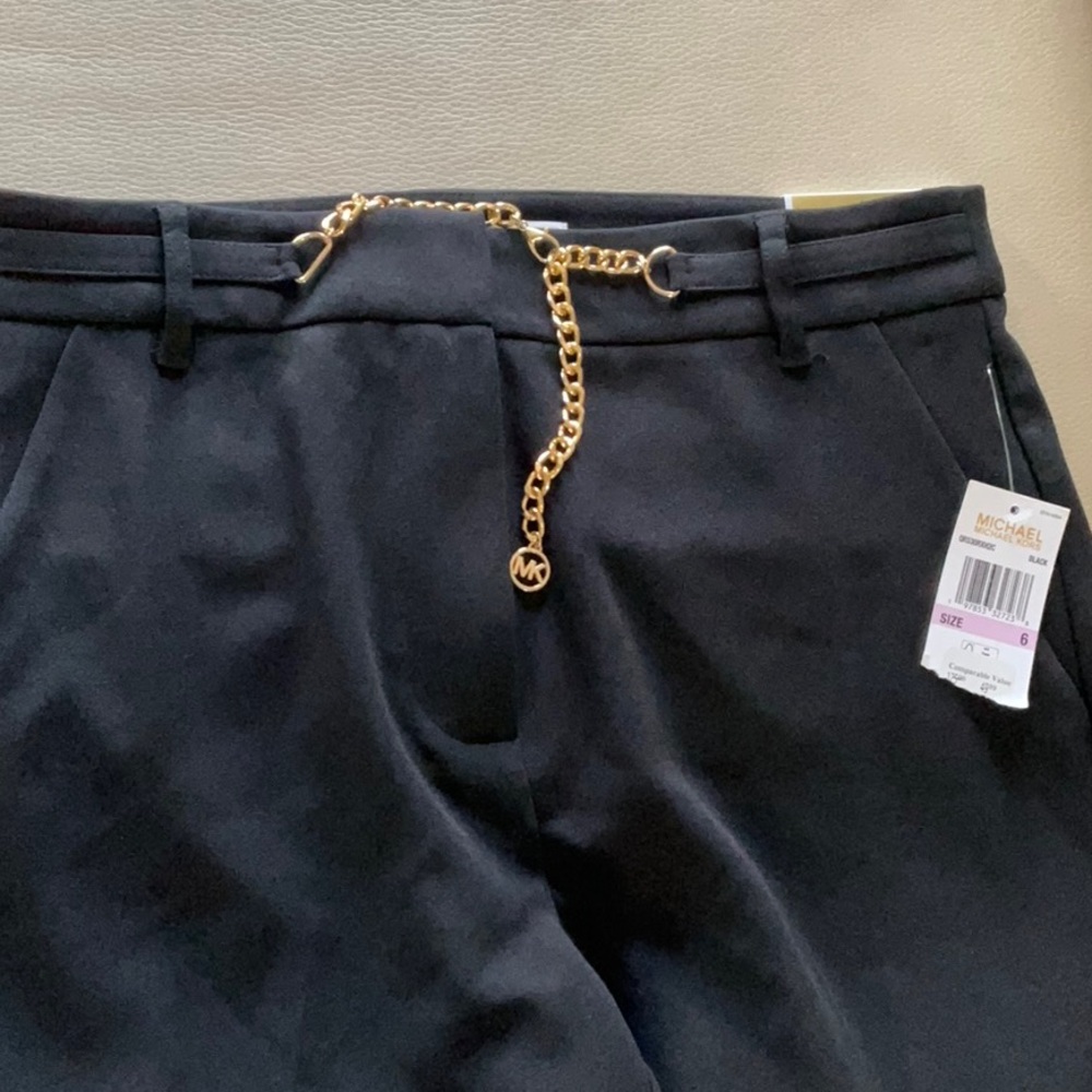 Michael Kors Black Pants with Gold Chain Detail